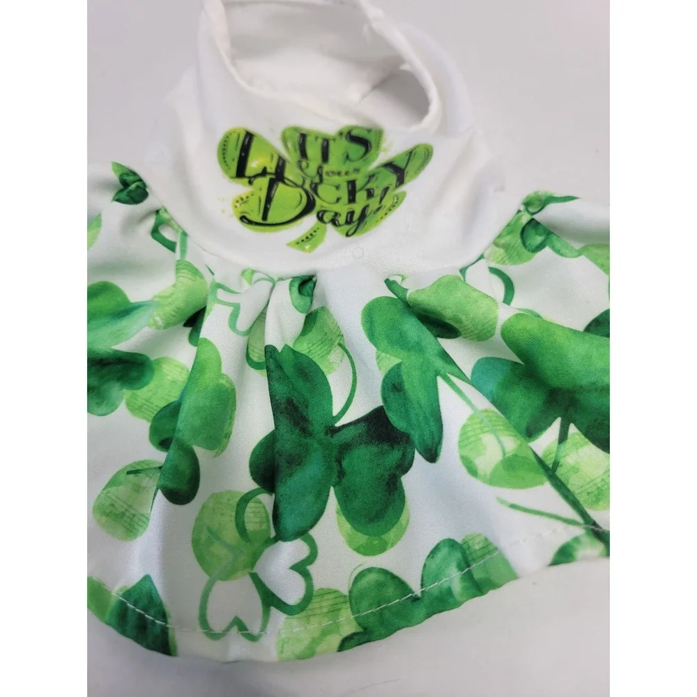 St Patricks Day Lucky Day Shamrock Pet Dress Green White XS Dog Cat‎ Outfit